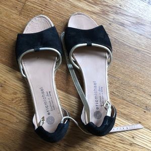 Black and gold Eric Michael sandals